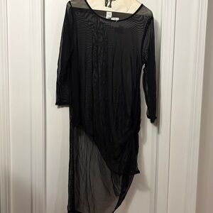Unique Nouvida Black Mesh Sheer Tunic Top NWT ptp 20-23”